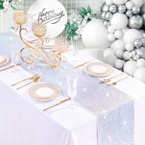 4 Pack Silver Sequin Table Runners 12x72 Inch Sparkly Wedding Party Decor - Variation of THIS listing