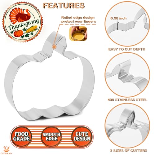 Pumpkin Cookie Cutters Set, 3.54", 3.2", 2.87"- 3Pcs