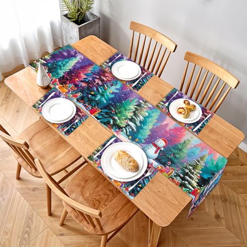 Halloween Table Runner and Placemats Set of 4 - Spooky Festive Holiday Decor