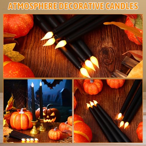 8.5 Inch Black LED Flameless Taper Candles Bulk - Safe Battery-Operated Decor