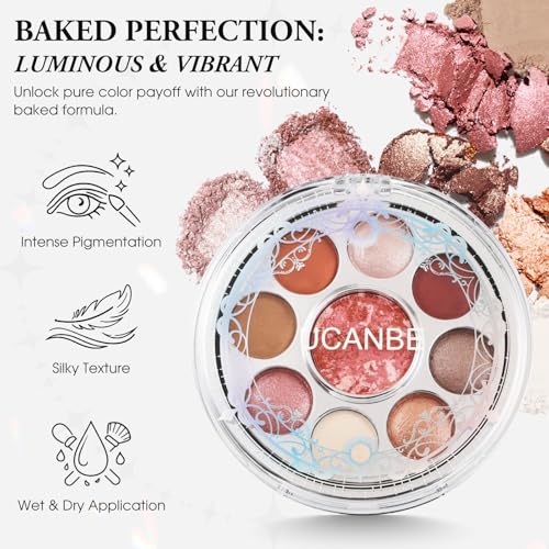 UCANBE Whispered Rose Baked Eyeshadow & Blush Palette - Rose-Toned Makeup Gift