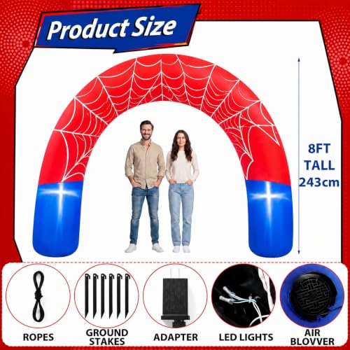8ft Giant Spider Web Inflatable Arch - Outdoor Yard Decor & Party Entrance - Spider Variation