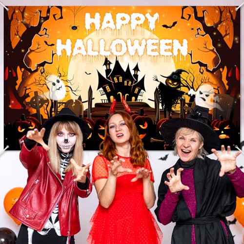 Halloween Banner 8x6ft Orange and Black Horror Scene Party Decor Variation of THIS listing