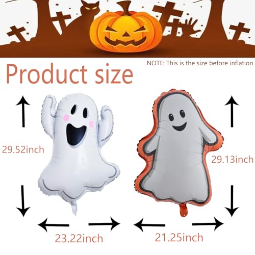 Halloween Ghost Balloons Kit - White Ghost Shape Foil Balloons for Party Decor - 6PCS