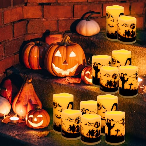 12-Pack Waterproof Flameless LED Candles with Remote & Timer - Ivory 2