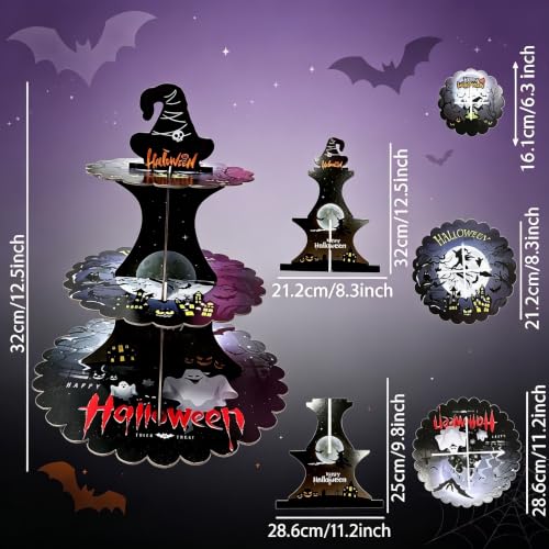 Halloween 3-Tier Cupcake Stand | Spooky Party Dessert Display
