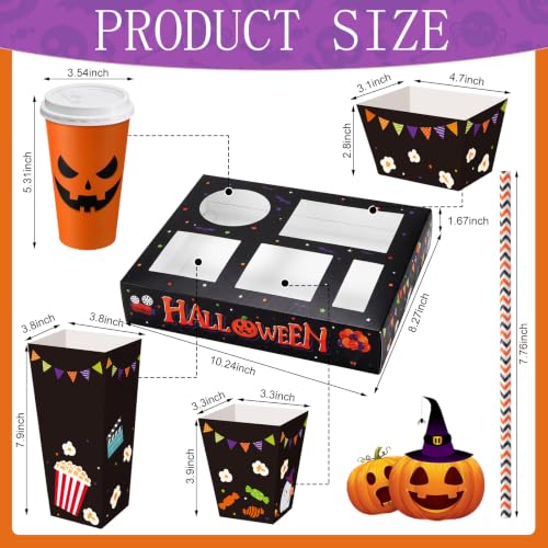 Halloween Movie Night Snack & Drink Set - 24 Sets of Trays Cups Straws