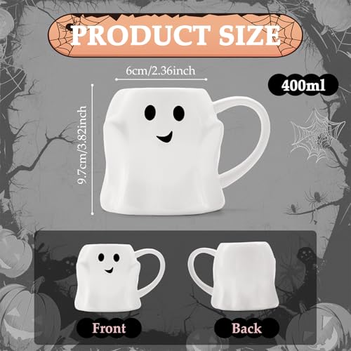Halloween Ghost Mug 14 oz Ceramic Coffee Cup with 3D Ghost Design - Spooky Birthday Gift