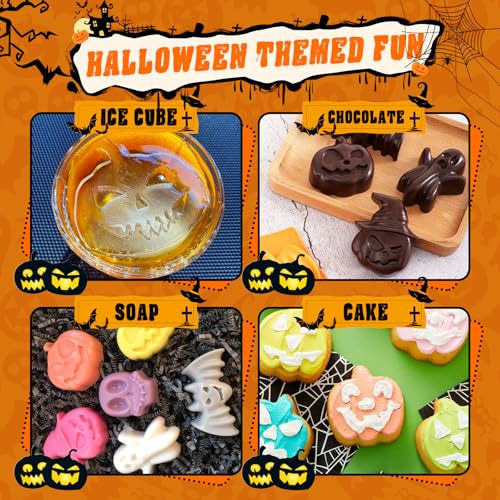 Halloween Silicone Mold Set 4pcs - 19 Spooky Shapes for Baking & Crafts