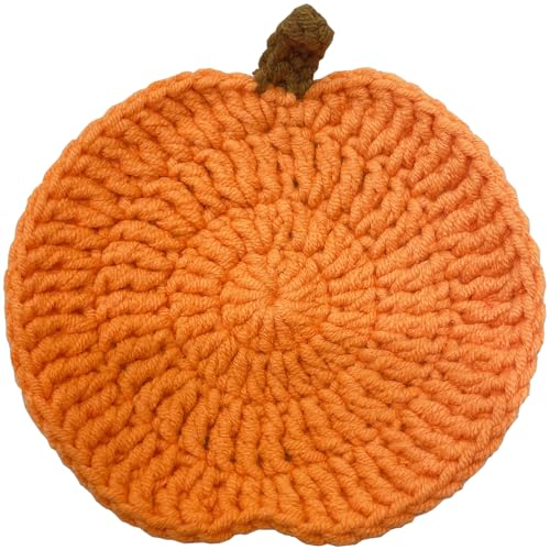 Crochet Pumpkin Coasters for Drinks - Handmade Knitted Mug Mat - Fall Housewarming Gift - Pumpkin