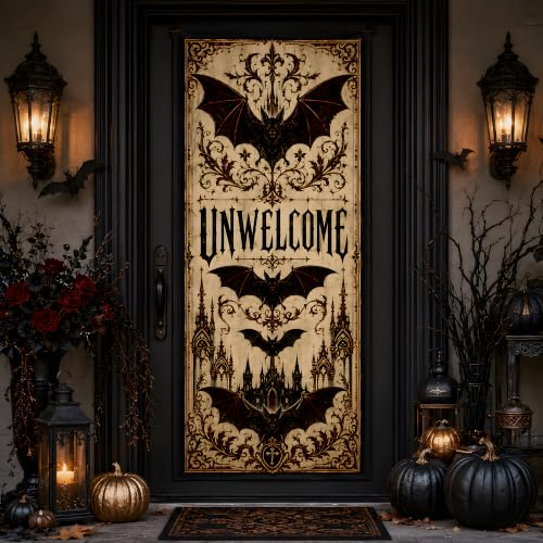 Halloween Door Cover Gothic WELCOME Banner - Black Red Yellow Variation