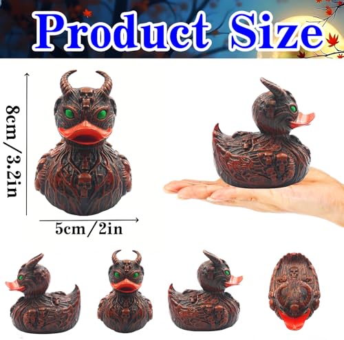 Horror Demon Skull Duck Sculpture - Red Gothic Devil Dark Car Dashboard & Home Decor - Variation 4
