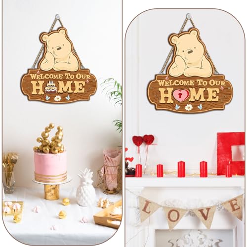 Winnie Welcome Sign for Door Decor - Interchangeable Holiday Sign - Housewarming Gift - Variation of Welcome Sign