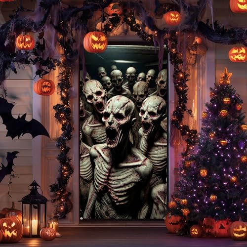 Halloween Entryway Banner Haunted House 35x71 Inch Polyester - Variation of THIS listing