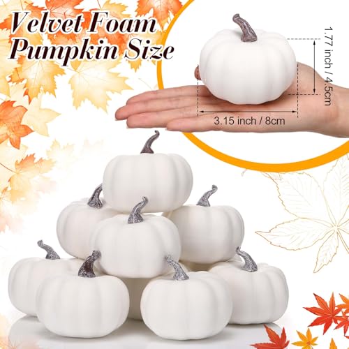 80 Pcs White Fall Artificial Pumpkins - 3.15 Inch Foam Decor Set - Liliful