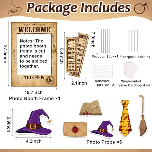 Magical Witch Party Photo Booth Frame & Props Set for Birthday Celebration