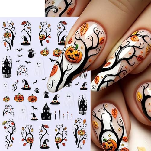 Halloween Nail Art Stickers - Ghost Pumpkin Spider Blood Drop - Mushroom Variation