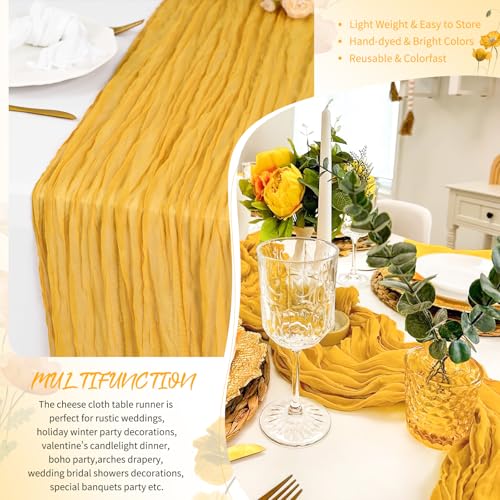 Gold Cheesecloth Table Runner 17x108 Inches Pack of 10 - Showgeous