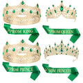 Prom Crowns and Tiara Set with Sashes - Green, King & Queen Costume Accessories