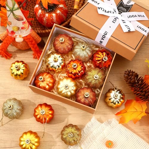 24 Pcs Fall Pumpkin Tree Ornaments - 3D Hanging Decorations for Autumn & Thanksgiving