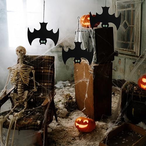 Halloween Hanging Bat Decorations with Glowing Eyes - Spooky Outdoor & Indoor Décor