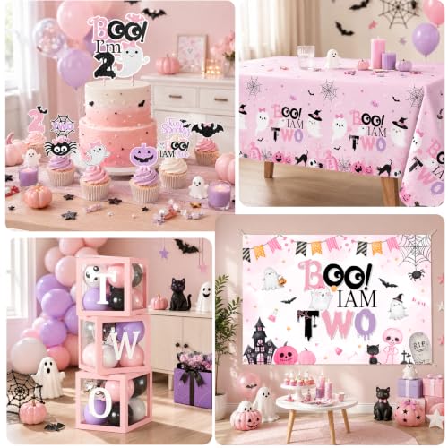 Halloween 2nd Birthday Decorations for Girl Spooky Theme Party Set with Balloons & Backdrop