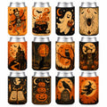 Halloween Can Cooler Sleeves Set - Vintage Skeleton, Ghost & Spooky Designs (DD)