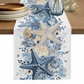 White Coastal Table Runner 13x70 Inches Summer Starfish Nautical Decor