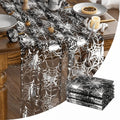 28x120 Inch 3PCS Silver Spider Web Gauze Table Runner Set for Halloween & Holiday Decor