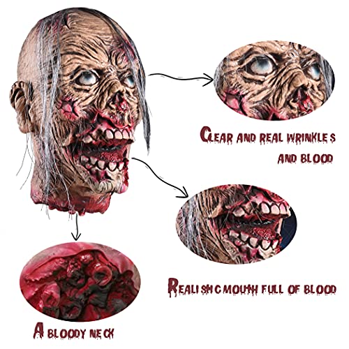 Halloween Zombie Head Hanging Decor - Bloody Severed Head Prop for Haunted House Scarecrow