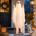 5Ft Outdoor Halloween Ghost Decoration with Remote LED Lights - Spooky Floating Ghost for Yard & Garden