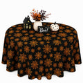 Black Halloween Round Tablecloth 60 Inch Spooky Spider Web Design