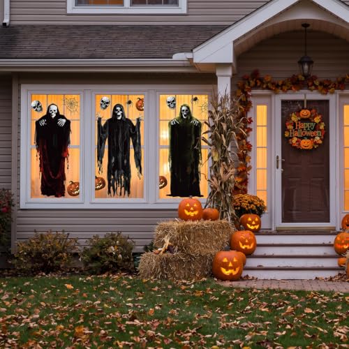 Extra Large Halloween Skeleton Window Clings - Spooky Decorative Decals for Glass