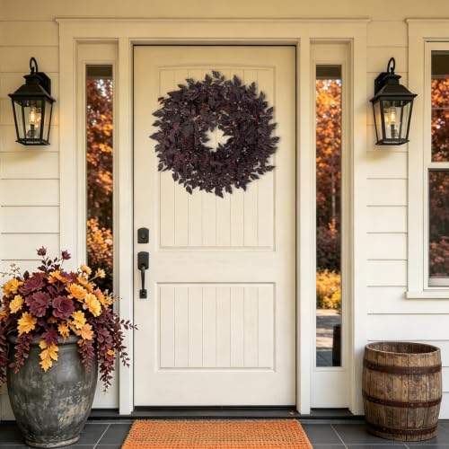 Fall Cimicifuga Wreath - 24-inch Artificial Autumn Door Decor for Indoor & Outdoor
