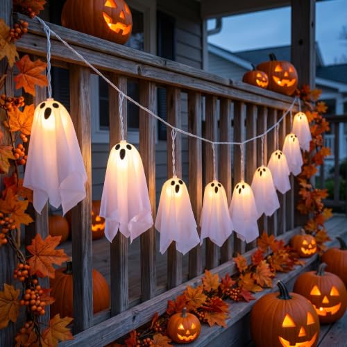Halloween Ghost Hanging Decorations Set - Glowing Outdoor & Indoor Ornaments