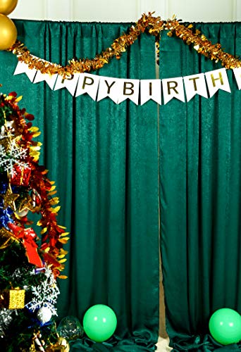 Hunter Green Satin Curtain Backdrop Drapes for Weddings & Events - 9.6x10 Feet