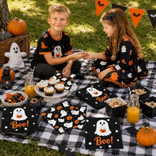 80PCS Halloween Paper Napkins Ghost Pumpkin Bat Party Supplies