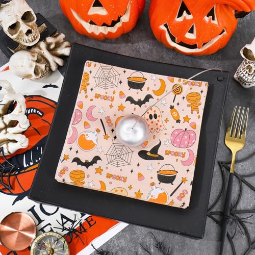Halloween Ghost Pumpkin Spider Web Paper Napkins Set - Pink 100 Pack - Party Supplies