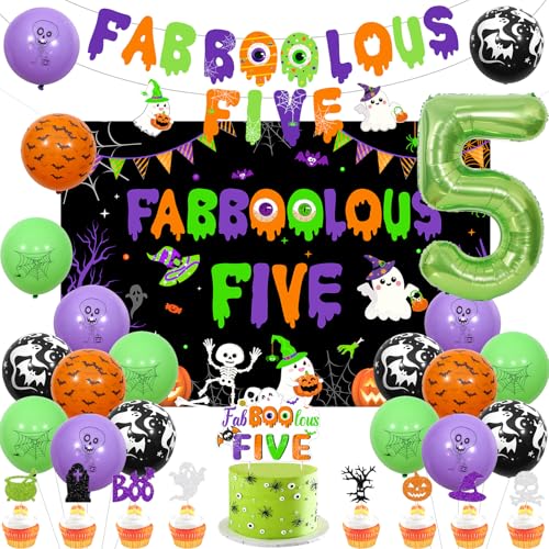 Halloween 5th Birthday Decorations Balloons Banner Cake Topper Party Supplies
