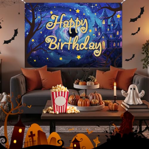 Horror Themed Birthday Photo Backdrop Spooky Party Decor - 59x39 inches