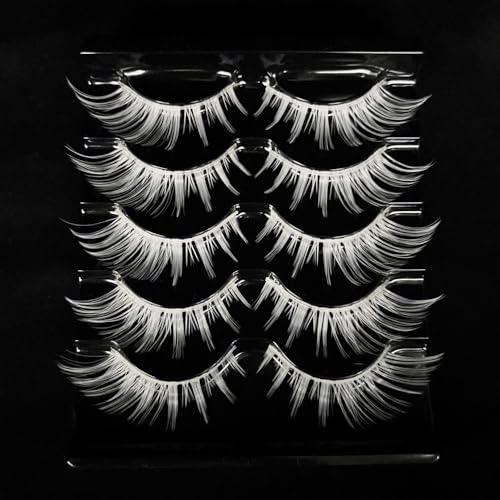 15MM White Fairy Eyelashes False Lashes for Cosplay & Natural Look - 5 Pairs