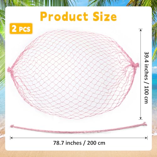 Light Pink 2Pcs Nautical Fish Net Decorations 39x78 Inch Wall Hanging Coastal Party Decor