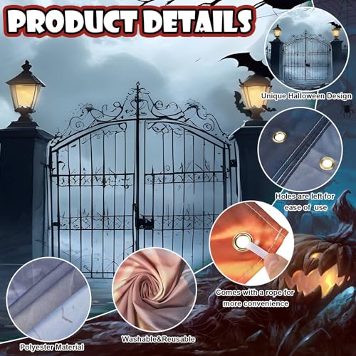 Halloween Garage Door Banner - Terror Gate 7x16Ft - Outdoor Haunted Decorations (Variation of THIS listing)