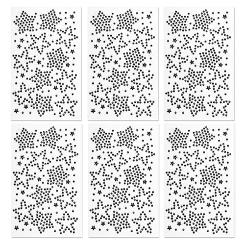 Star Face Gems and Rhinestones Set - 6 Sheets Body & Face Stickers for Makeup & Festivals