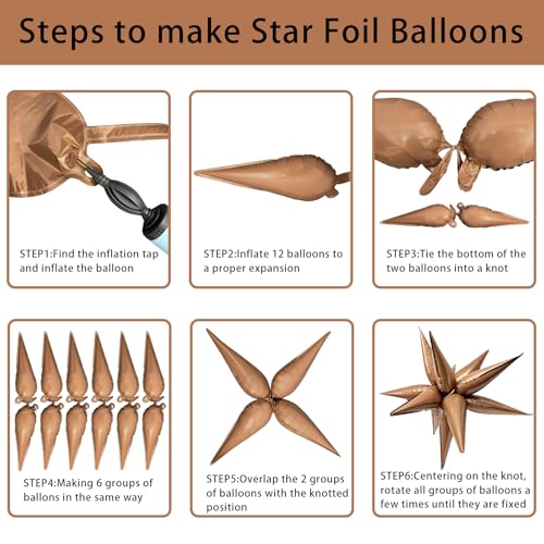Brown Star Balloons - Boho Birthday Decorations for Balloon Arch & Party Supplies