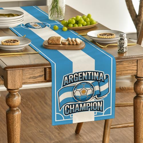 Argentina Flag Soccer Table Runner - 13x72 Inch Kitchen & Dining Decor