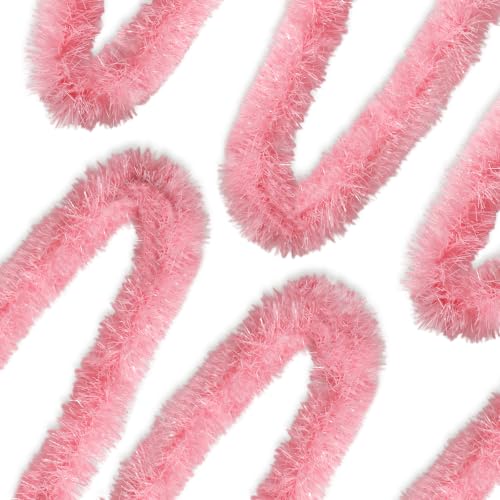 Pink Tinsel Garland 50 Feet Christmas Party Decoration - Macaron Pink