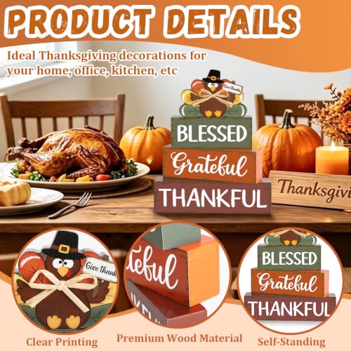 Large Green Wooden Thanksgiving Turkey Decor Set - Rustic Fall Centerpieces