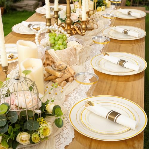 350-Pack Ivory Disposable Plates for 50 Guests - Thanksgiving & Wedding Party Set Variation of THIS listing