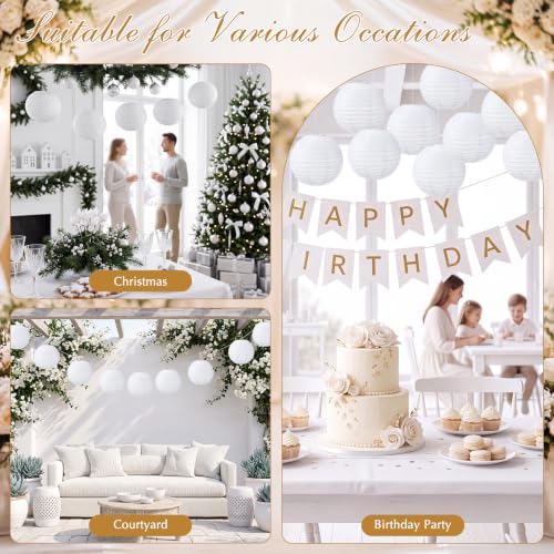 72 Pack White Paper Lanterns - 6 Inch Chinese Decor for Weddings & Parties